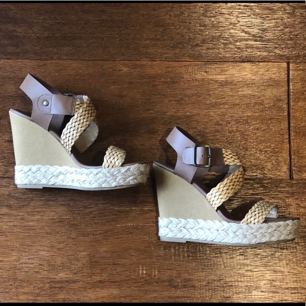 Brown wedge sandals